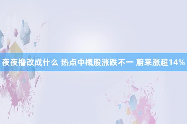 夜夜撸改成什么 热点中概股涨跌不一 蔚来涨超14%